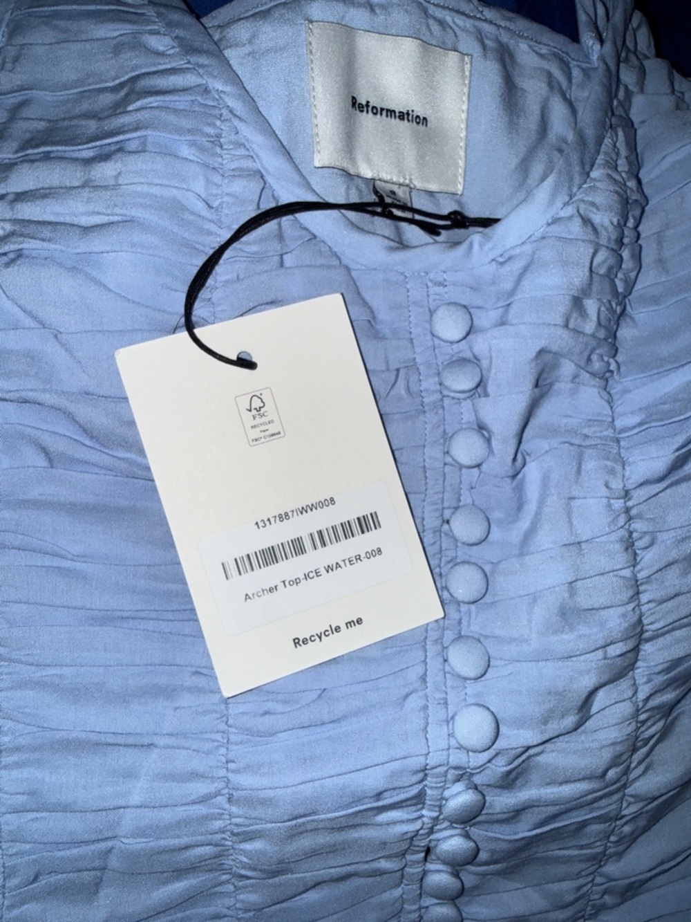 Light Blue Ruched Button-Front Tank Top - Picture 6 of 16